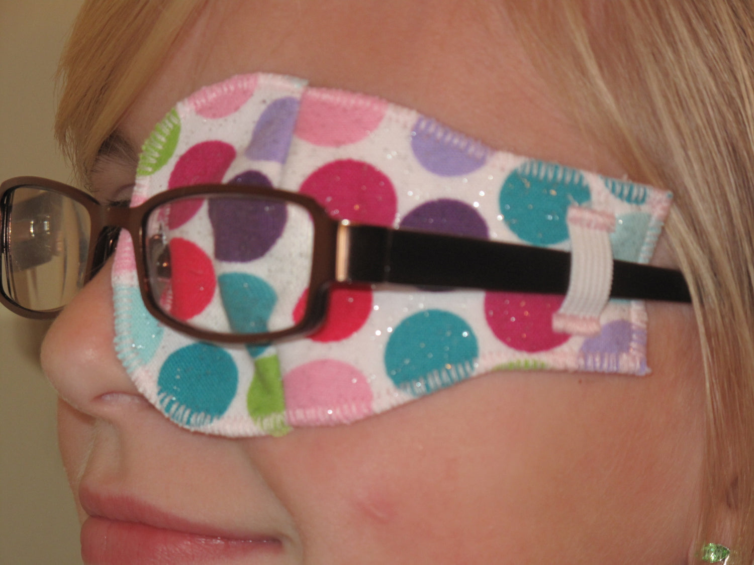 Fabric eye patches for glasses, treatment of amblyopia, double vision